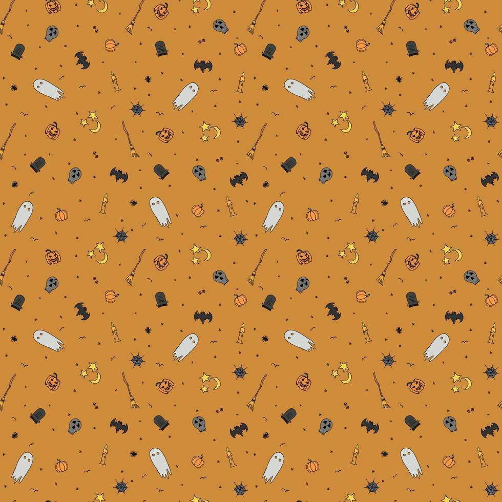 Seamless halloween pattern. Doodle halloween background vector