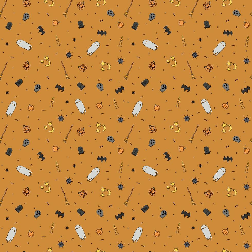 Seamless halloween pattern. Doodle halloween background vector