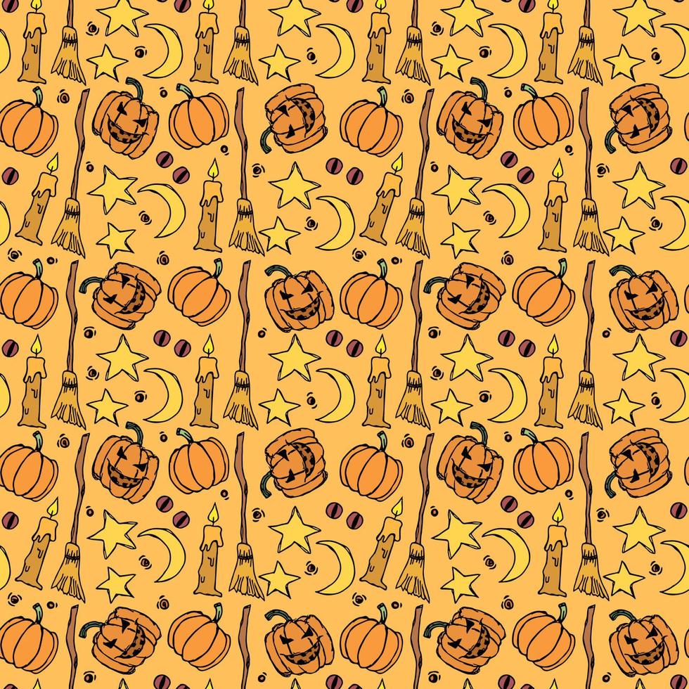Seamless halloween pattern. Doodle halloween background vector