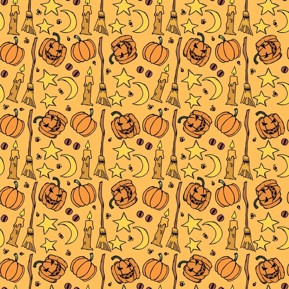 Seamless halloween pattern. Doodle halloween background vector