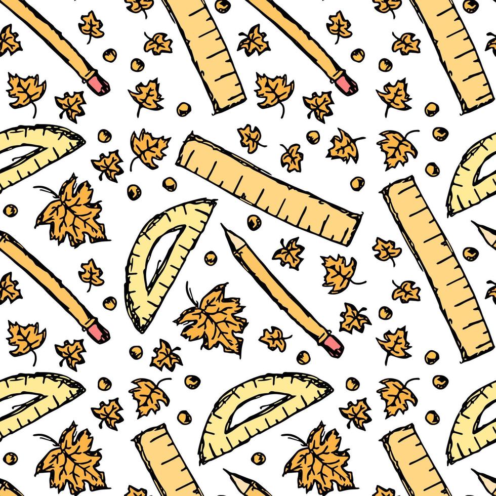 School pattern. Back to school. Doodle school background. Seamless school vector illustration