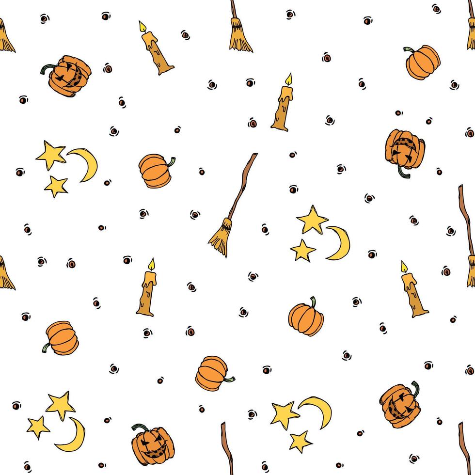 Seamless halloween pattern. Doodle halloween background vector