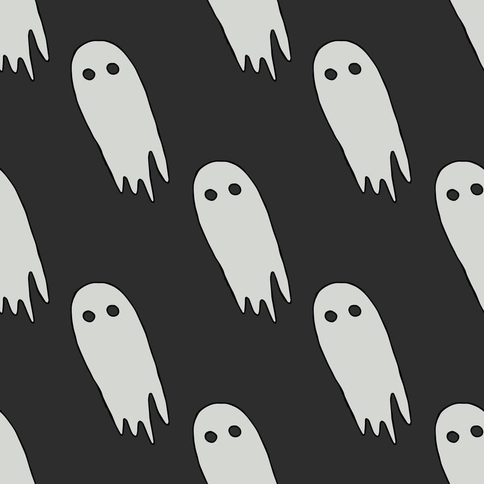 Seamless halloween pattern with ghost. Vector background with doodle halloween ghost icons