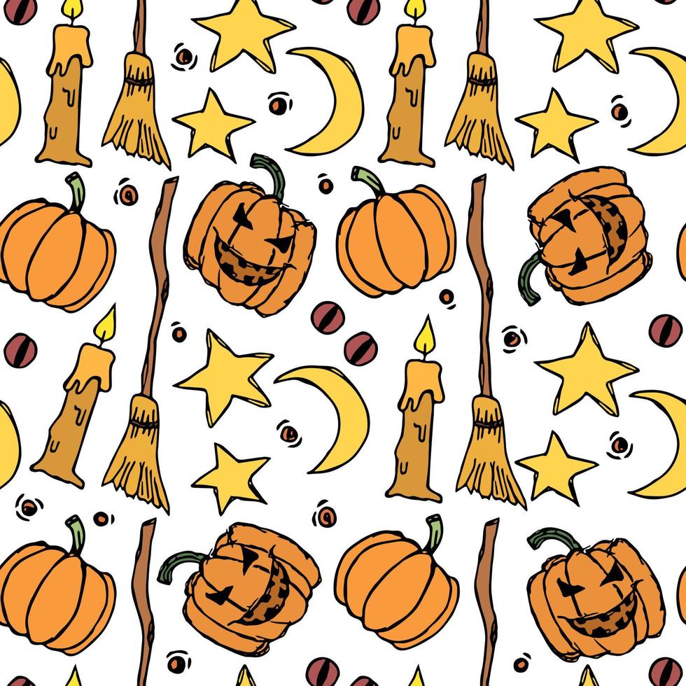 Seamless halloween pattern. Doodle halloween background vector