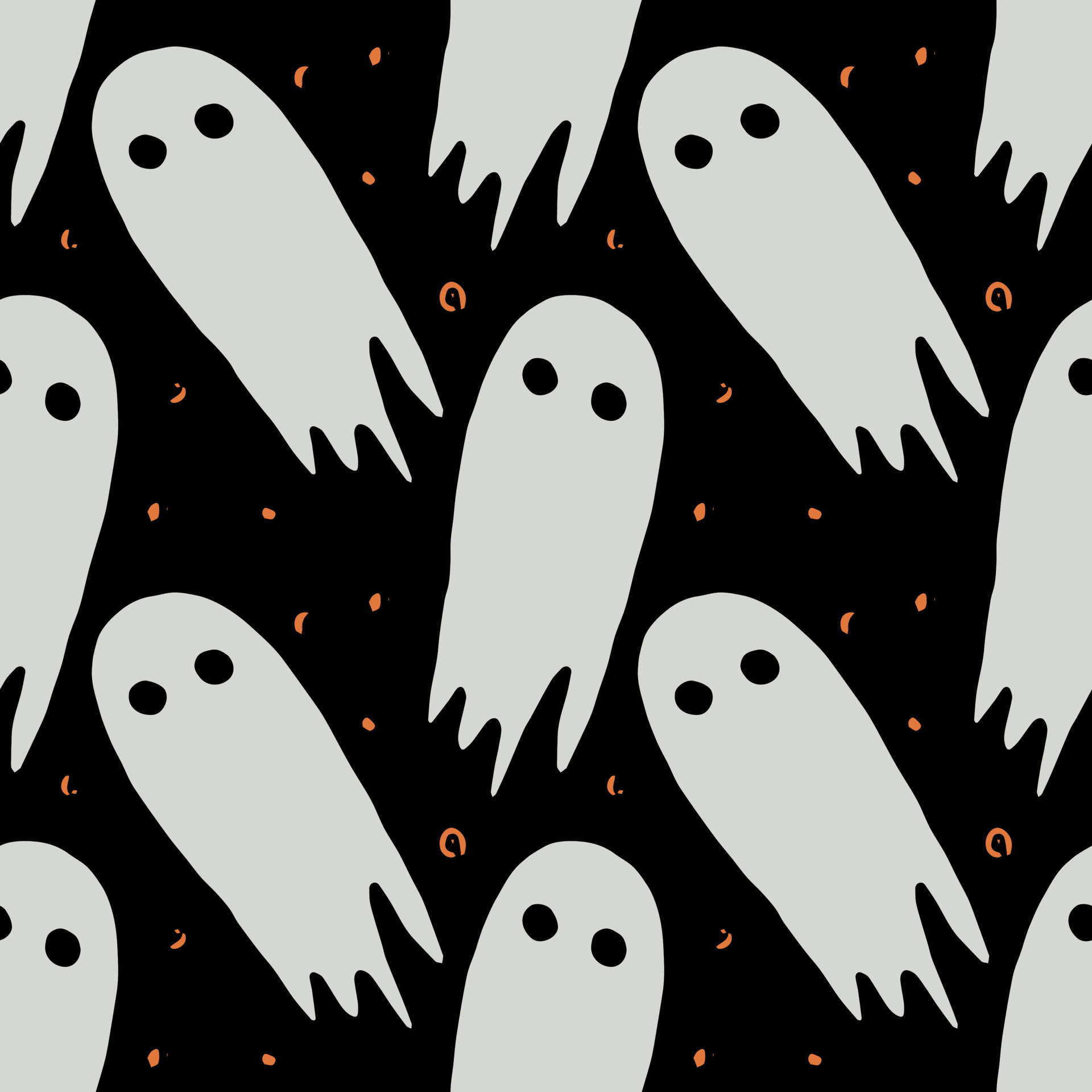 Seamless halloween pattern with ghost. Vector background with doodle ...