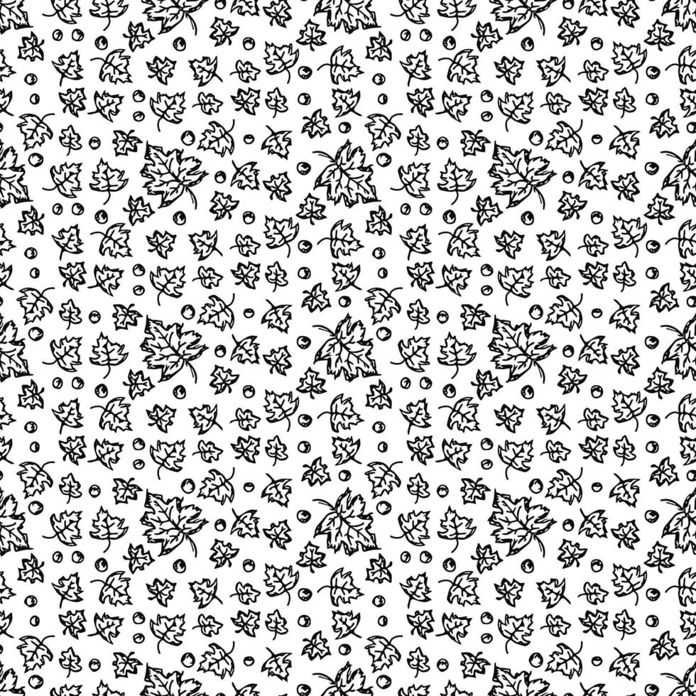 Black and white autumn pattern. Seamless autumn leaves pattern. autumn maple leaves vector