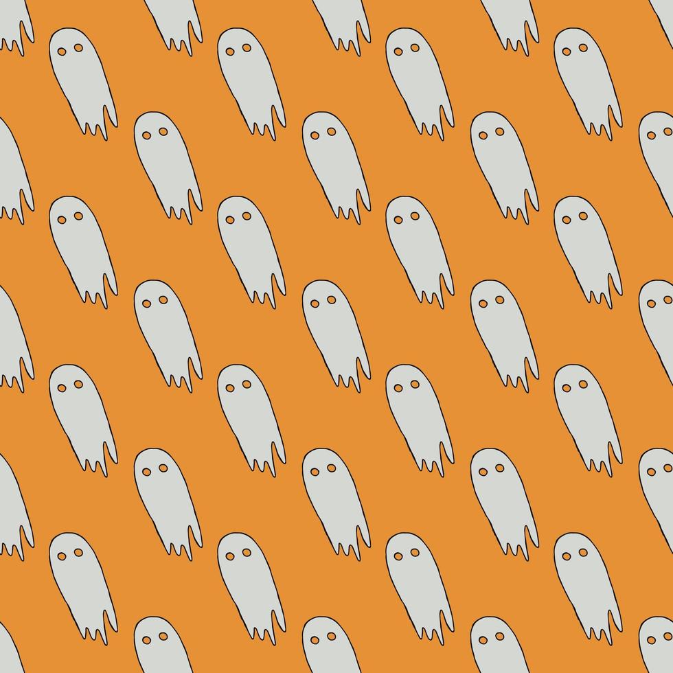 Seamless halloween pattern with ghost. Vector background with doodle halloween ghost icons