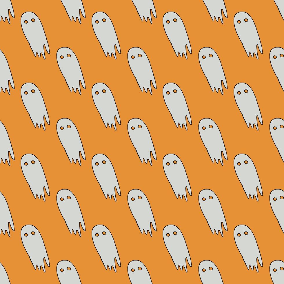 patrón de halloween sin costuras con fantasma. fondo de vector con doodle iconos de fantasmas de halloween