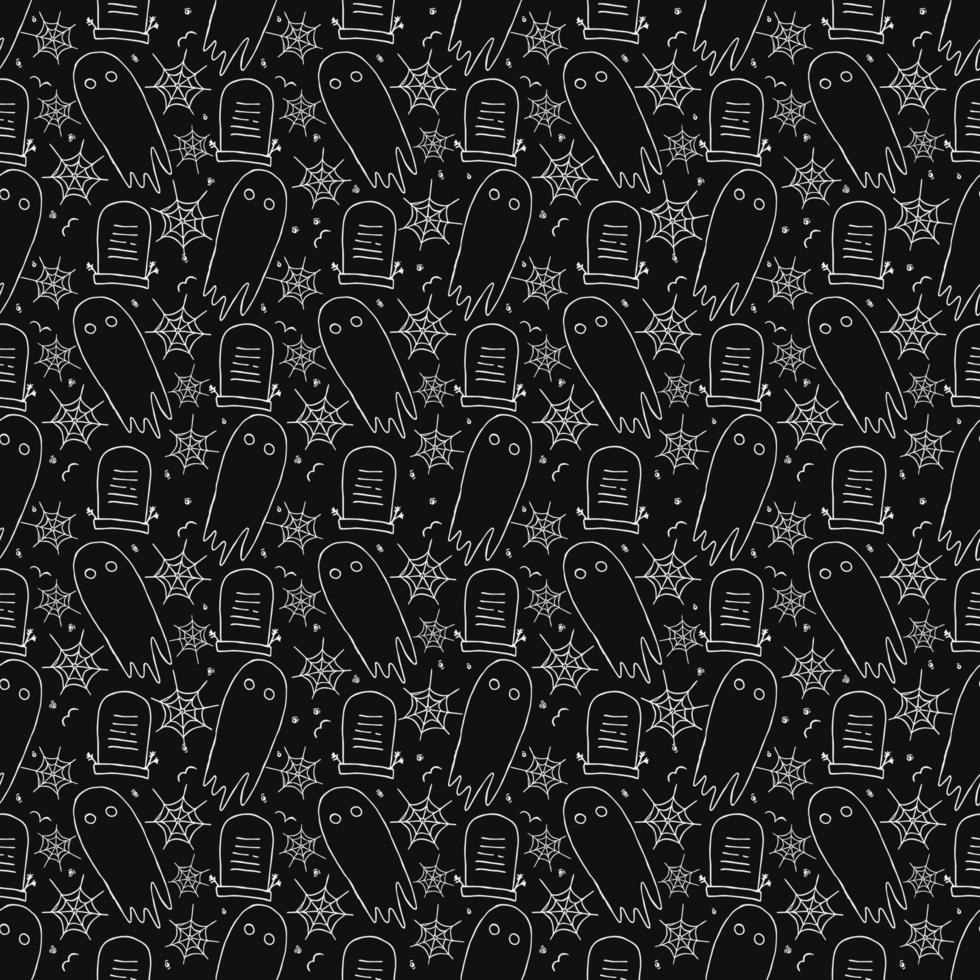 Seamless Halloween vector pattern. Doodle vector with halloween icons