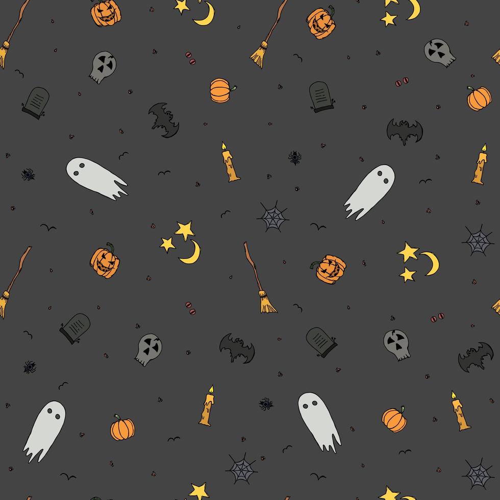 Seamless halloween pattern. Doodle halloween background vector