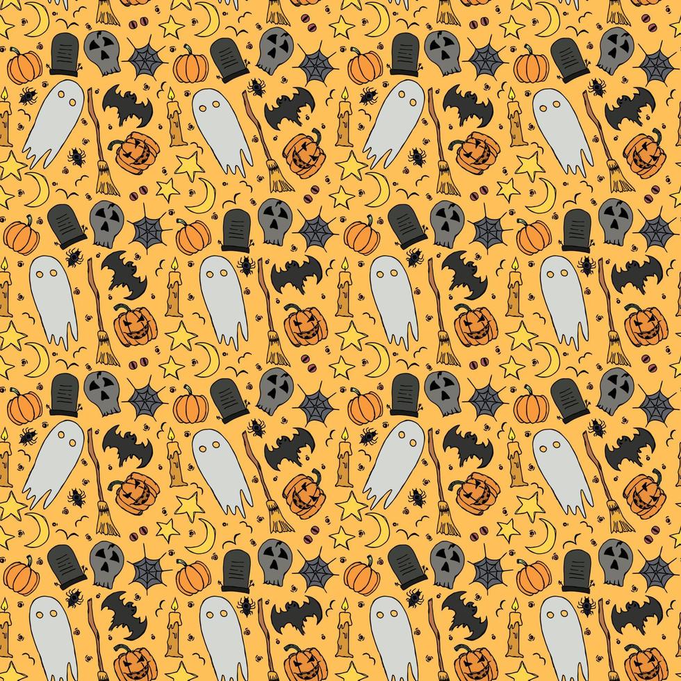 Seamless halloween pattern. Doodle halloween background vector