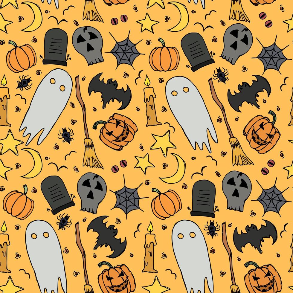 Seamless halloween pattern. Doodle halloween background vector