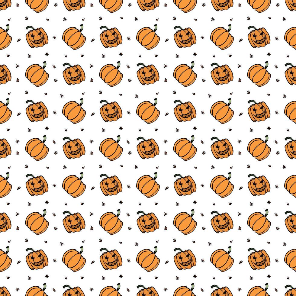Seamles halloween pumpkin pattern. Halloween background with scary pumpkin vector