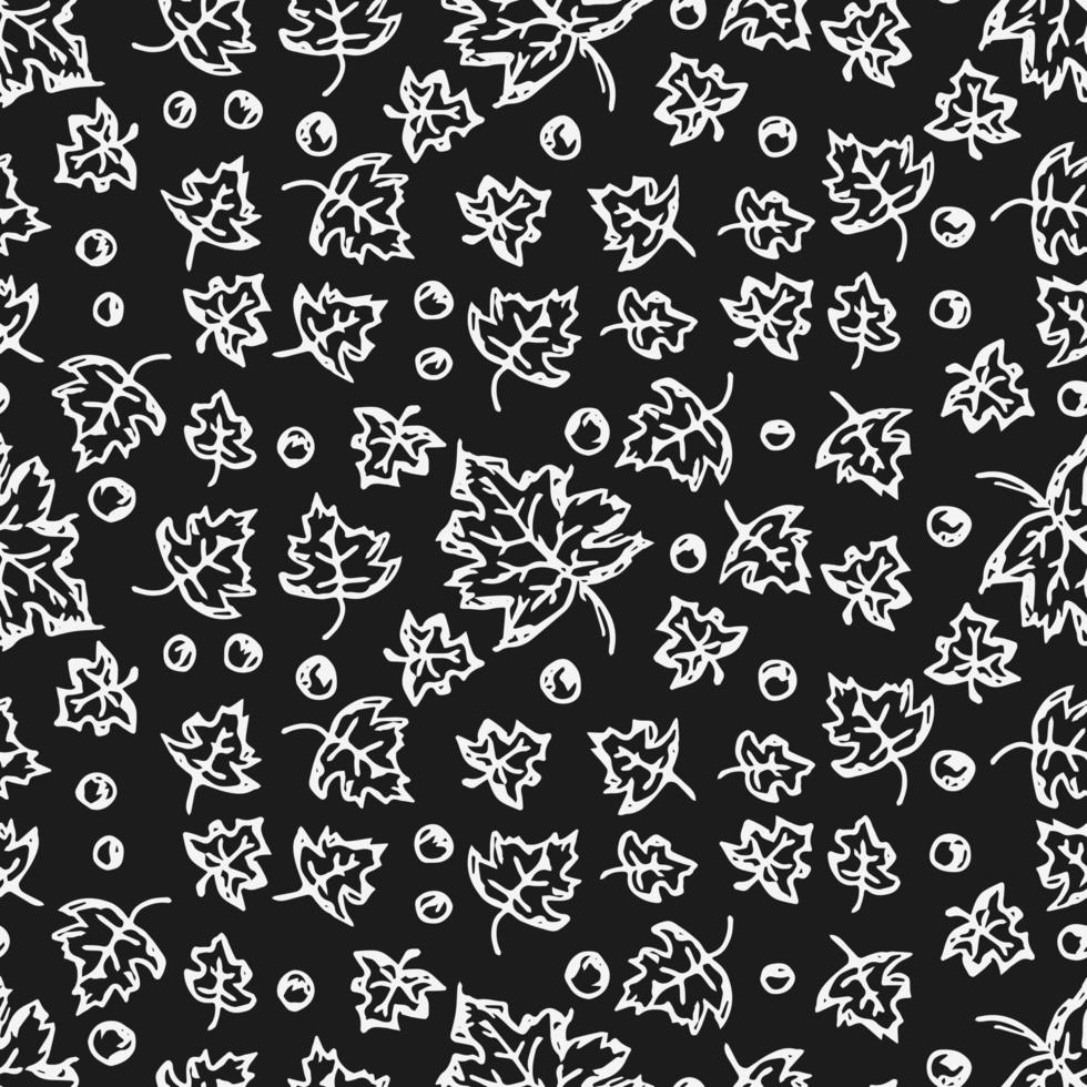 Black and white autumn pattern. Seamless autumn leaves pattern. autumn maple leaves vector