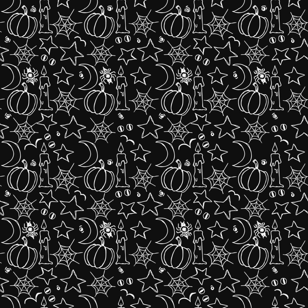 Halloween pattern. Seamless halloween doodle background vector