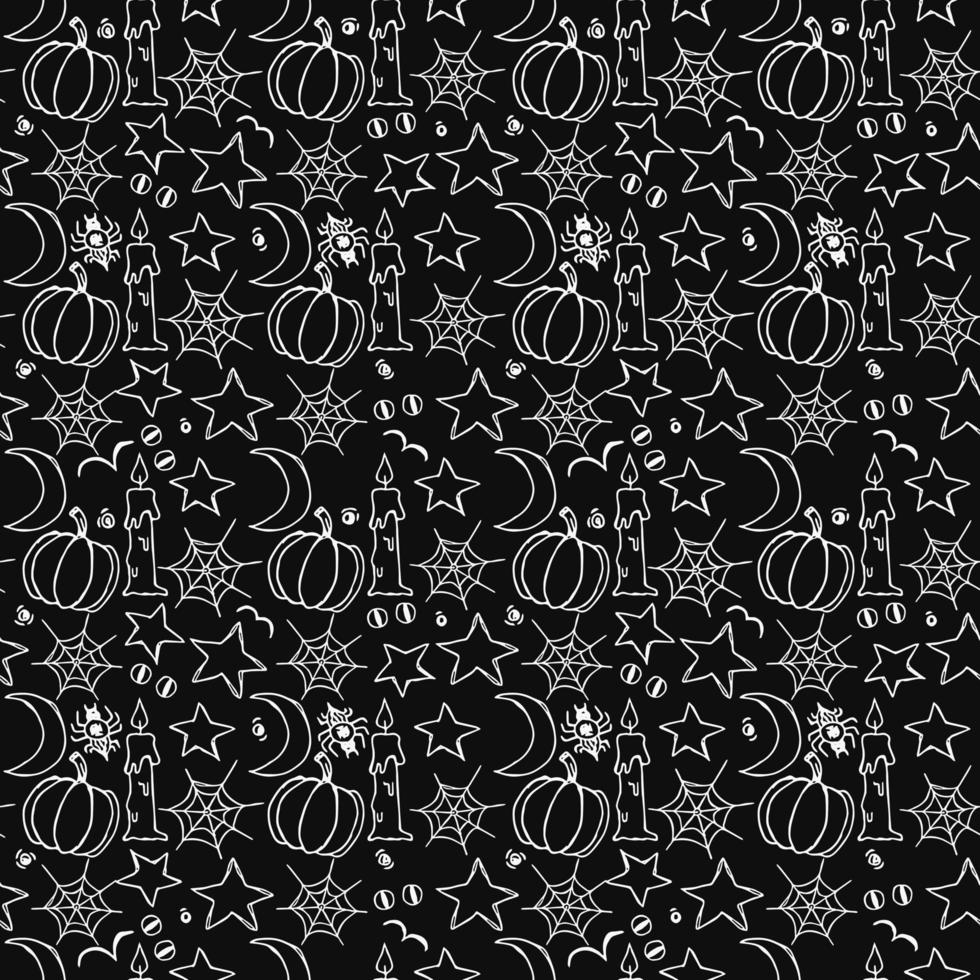 Halloween pattern. Seamless halloween doodle background vector