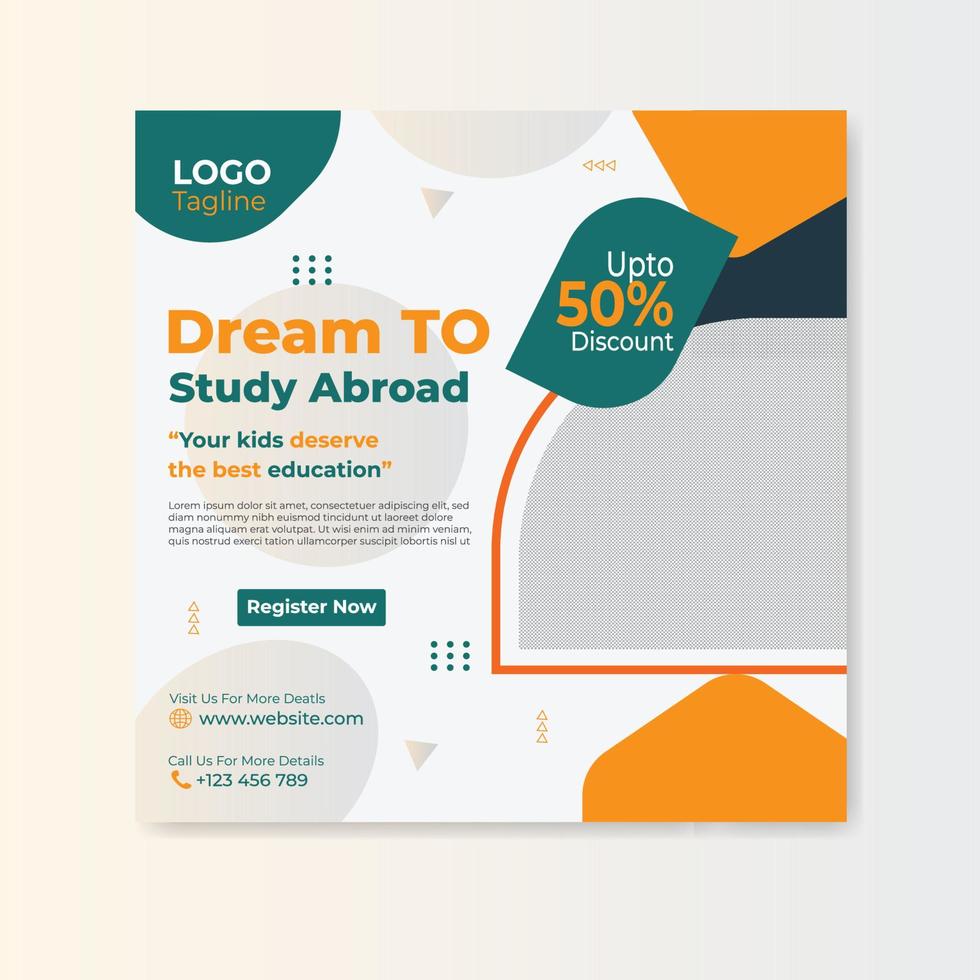 Dream to study Abroad Social Media Post Template vector