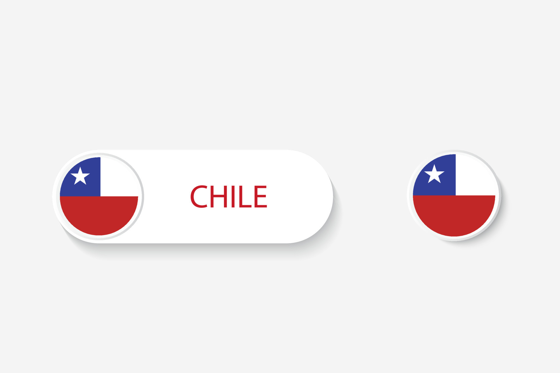 bandera de botón de chile en ilustración de forma ovalada con palabra de chile. y boton bandera