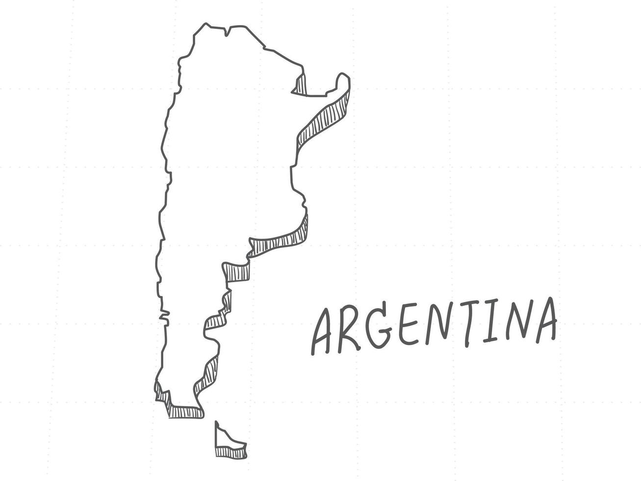 Hand Drawn of Argentina 3D Map on White Background. vector