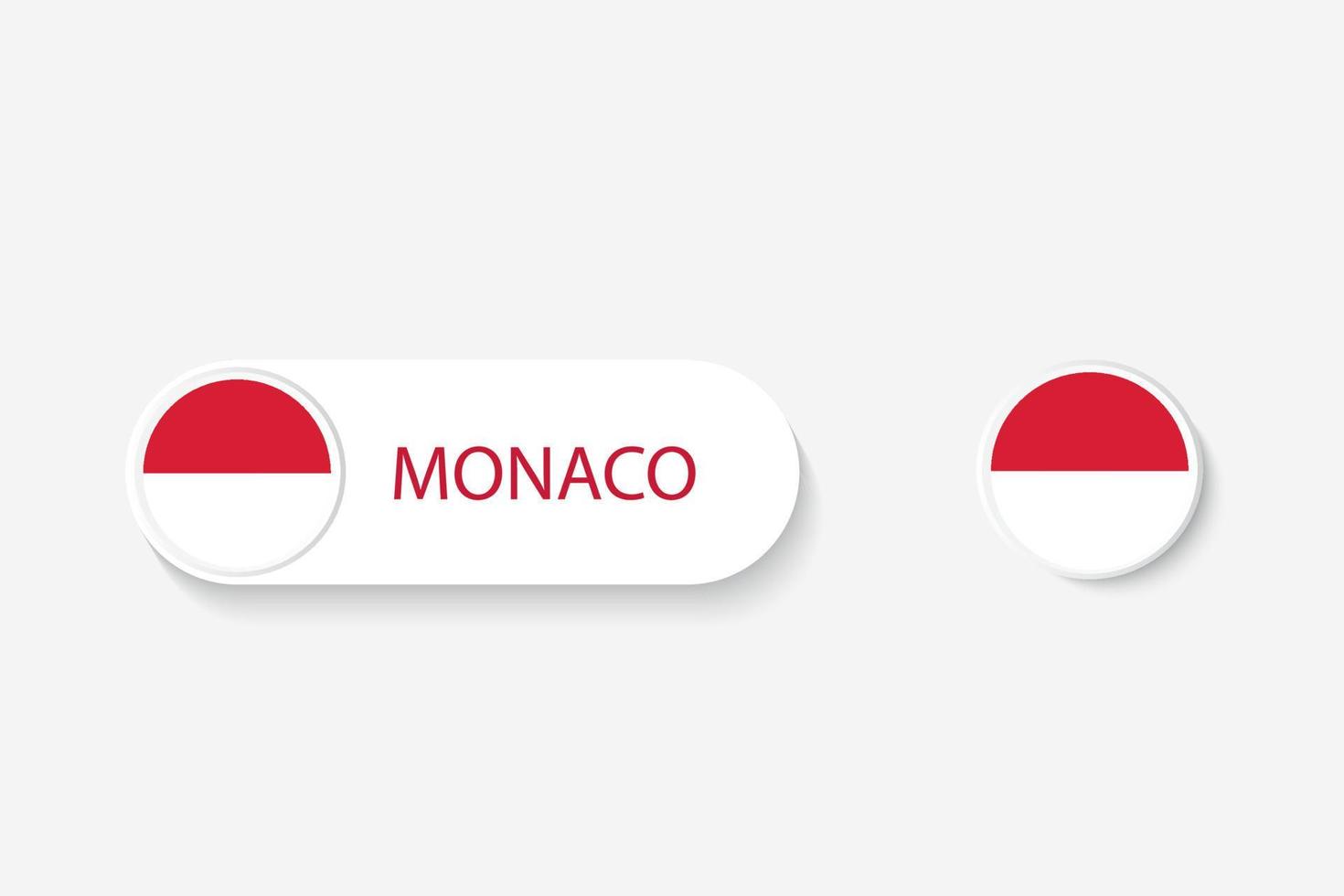 Monaco button flag in illustration of oval shaped with word of Monaco. And button flag Monaco. vector
