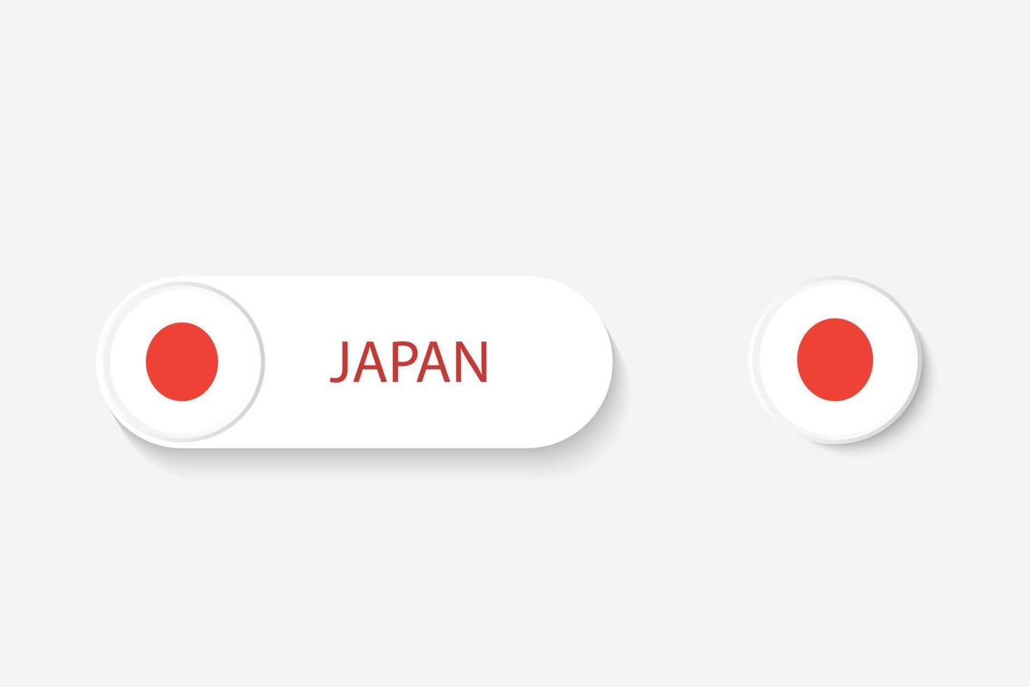 Japan button flag in illustration of oval shaped with word of Japan. And button flag Japan. vector