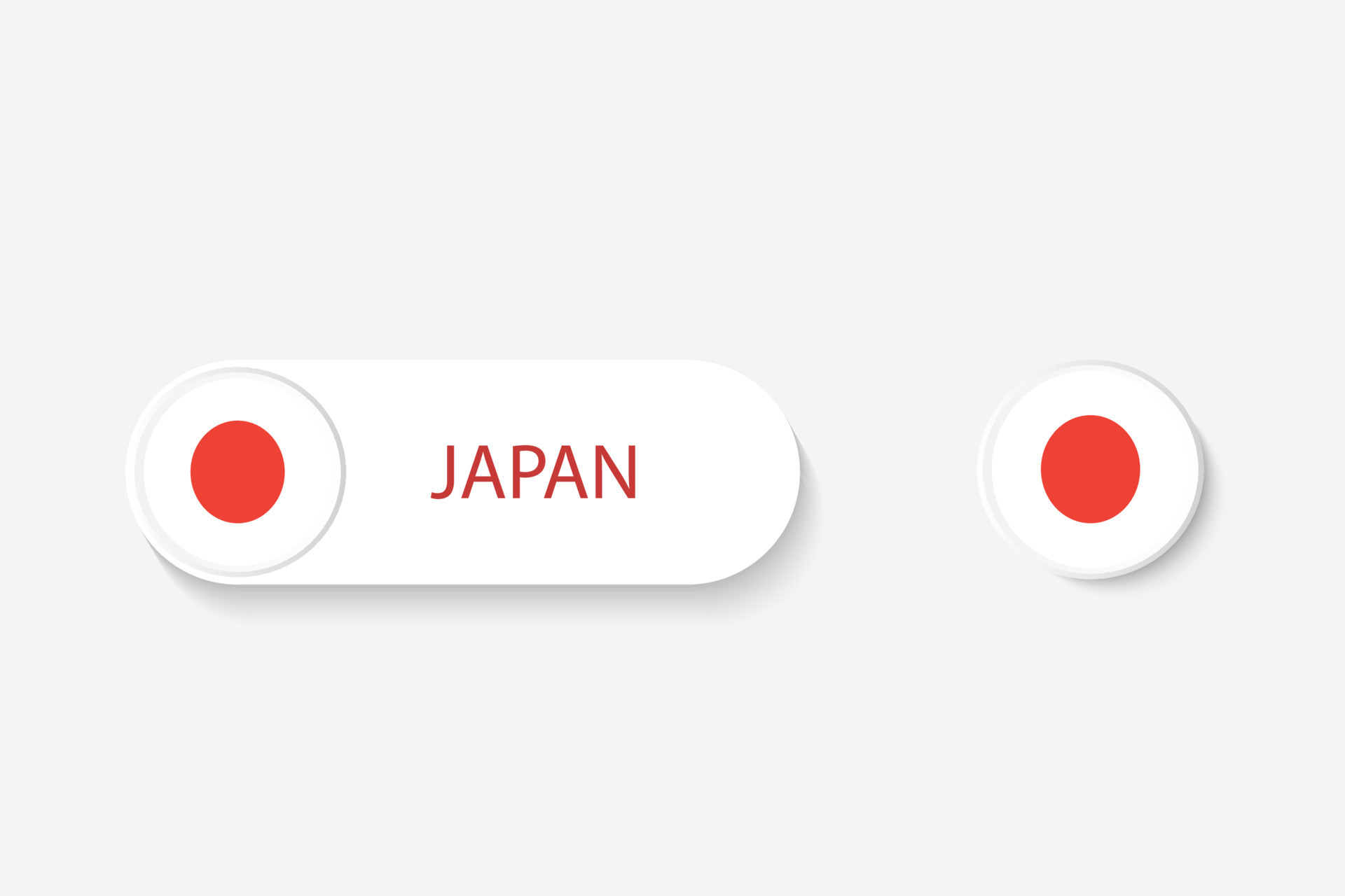 Japan button flag in illustration of oval shaped with word of Japan
