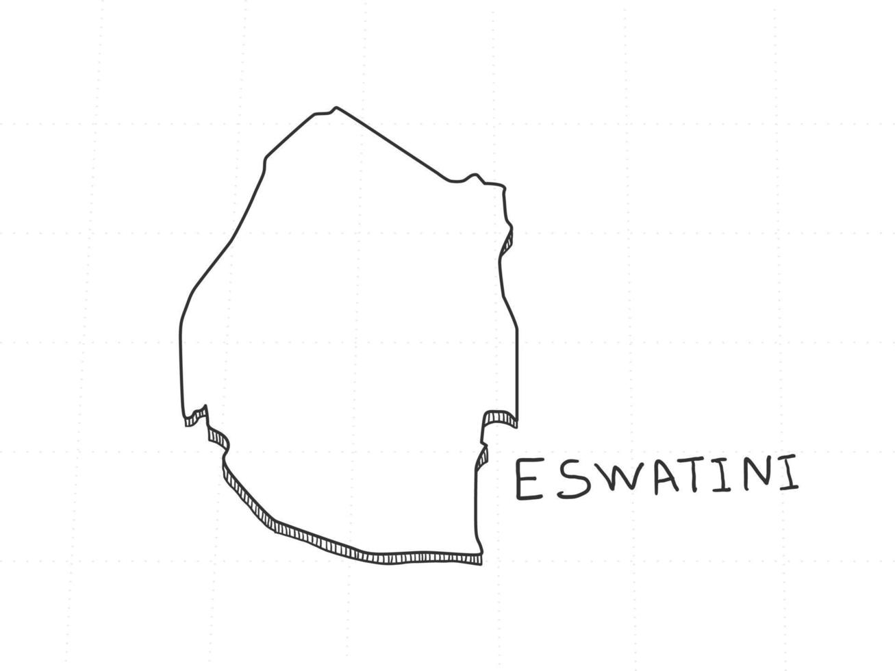 dibujado a mano del mapa 3d de esuatini sobre fondo blanco. vector