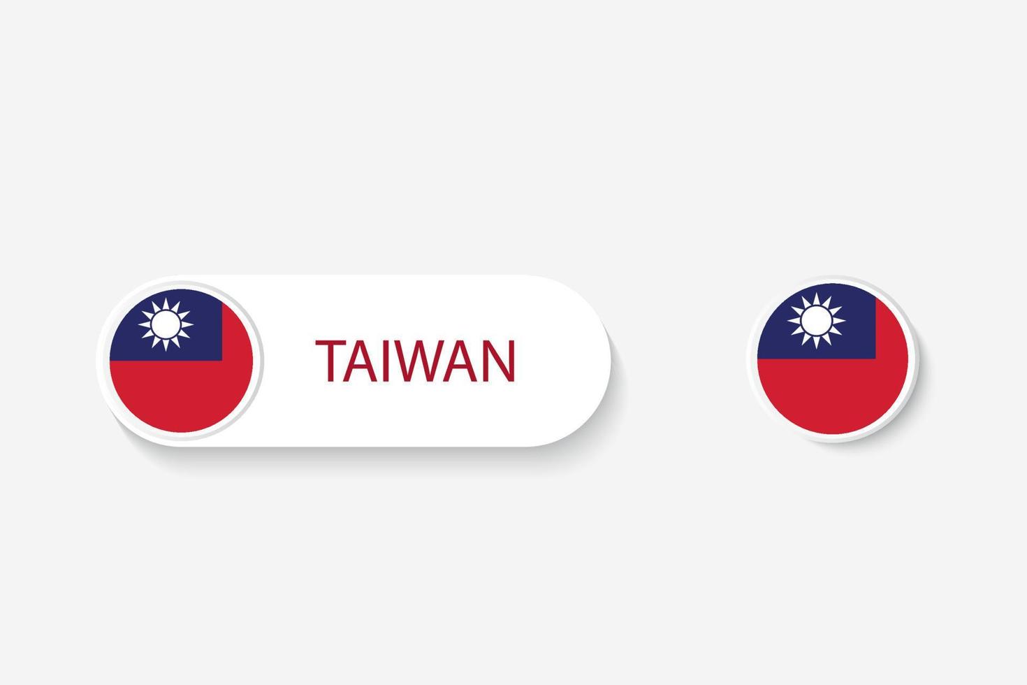 Taiwan button flag in illustration of oval shaped with word of Taiwan. And button flag Taiwan. vector