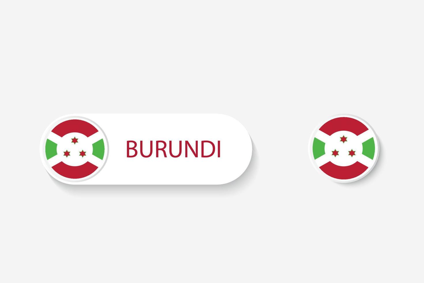 bandera de botón de burundi en ilustración de forma ovalada con palabra de burundi. y botón bandera burundi. vector