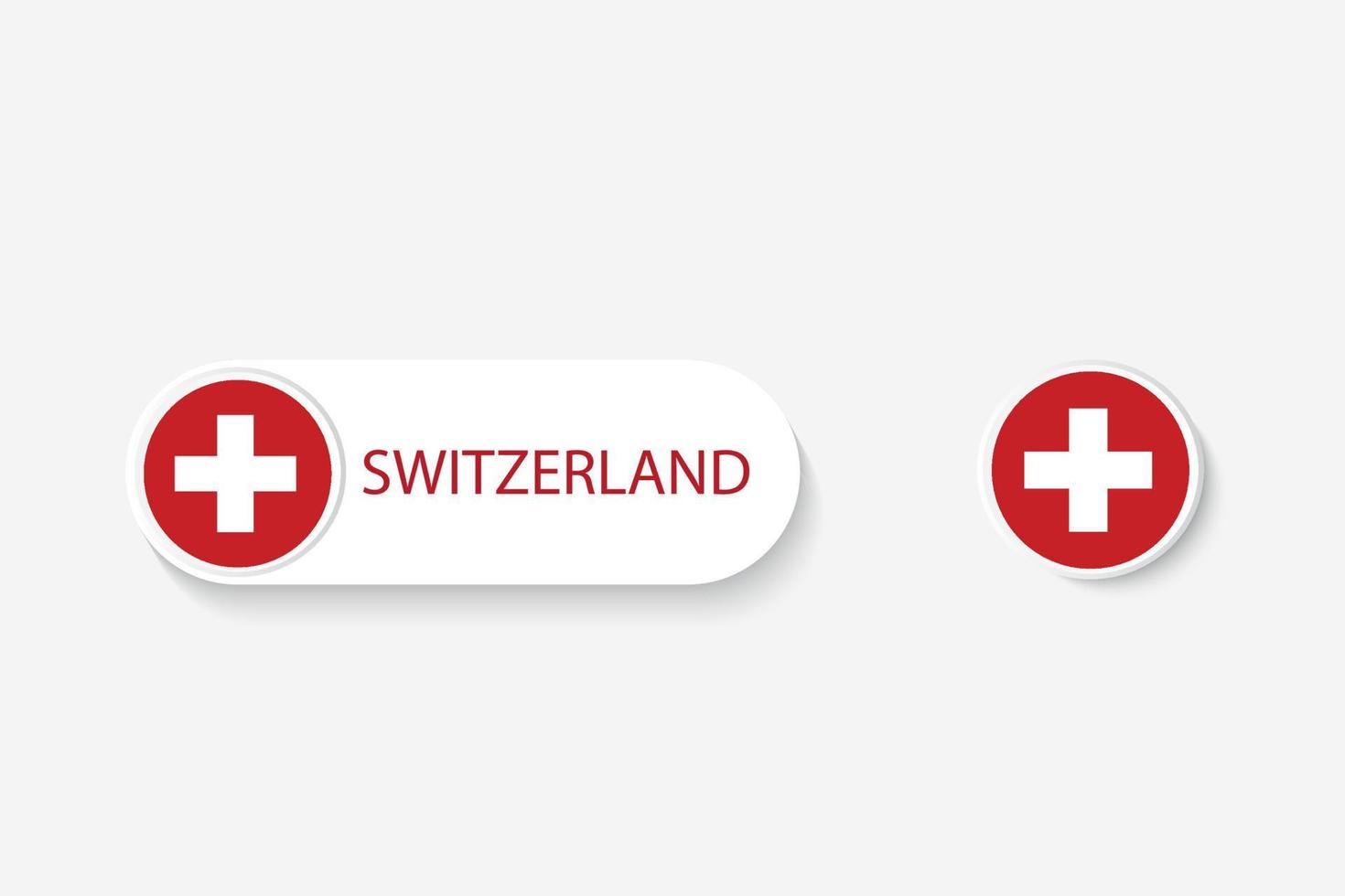 Switzerland button flag in illustration of oval shaped with word of Switzerland. And button flag Switzerland. vector