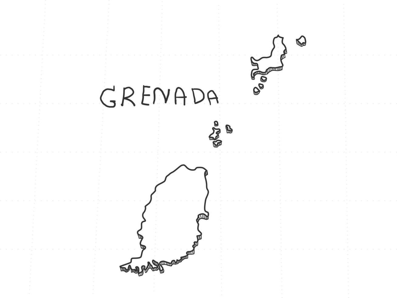 Hand Drawn of Grenada 3D Map on White Background. vector