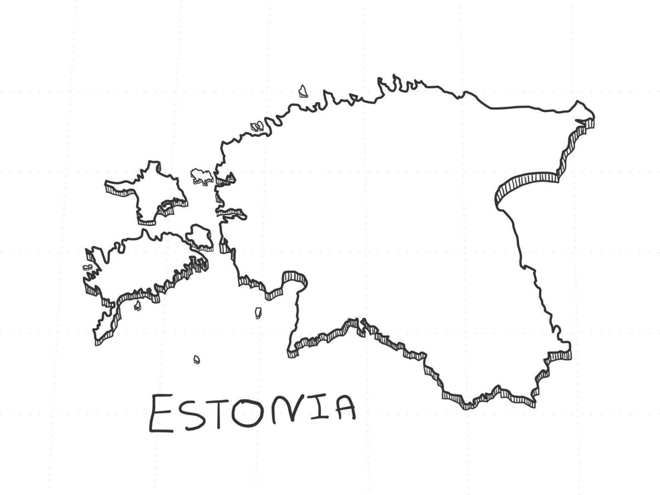 dibujado a mano del mapa 3d de estonia sobre fondo blanco. vector