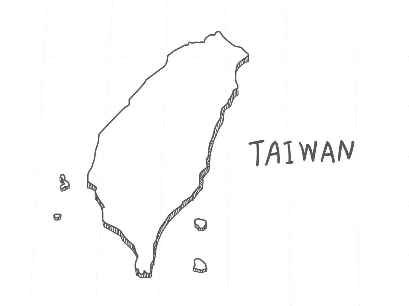 Hand Drawn of Taiwan 3D Map on White Background. vector