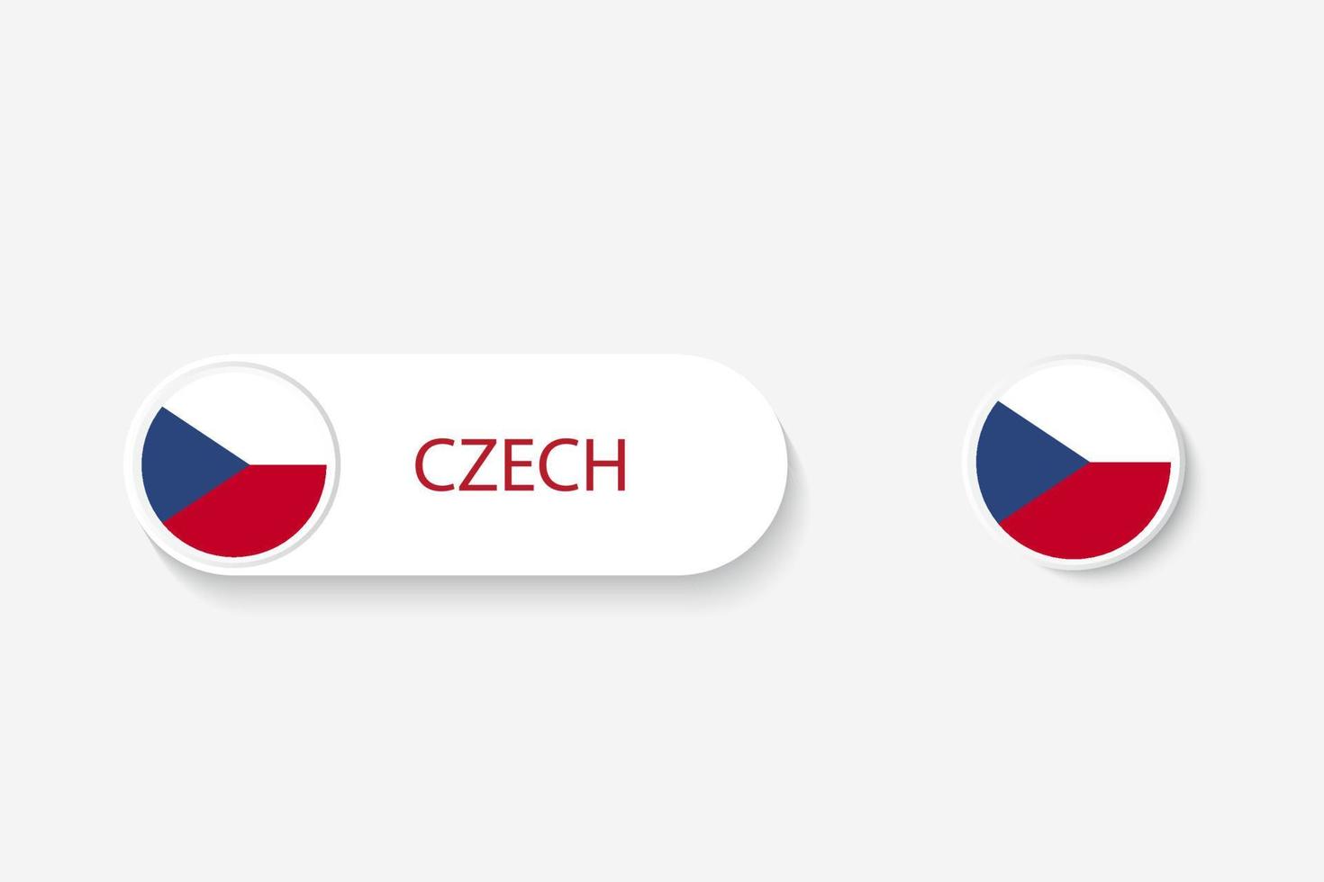 Czech button flag in illustration of oval shaped with word of Czech. And button flag Czech. vector