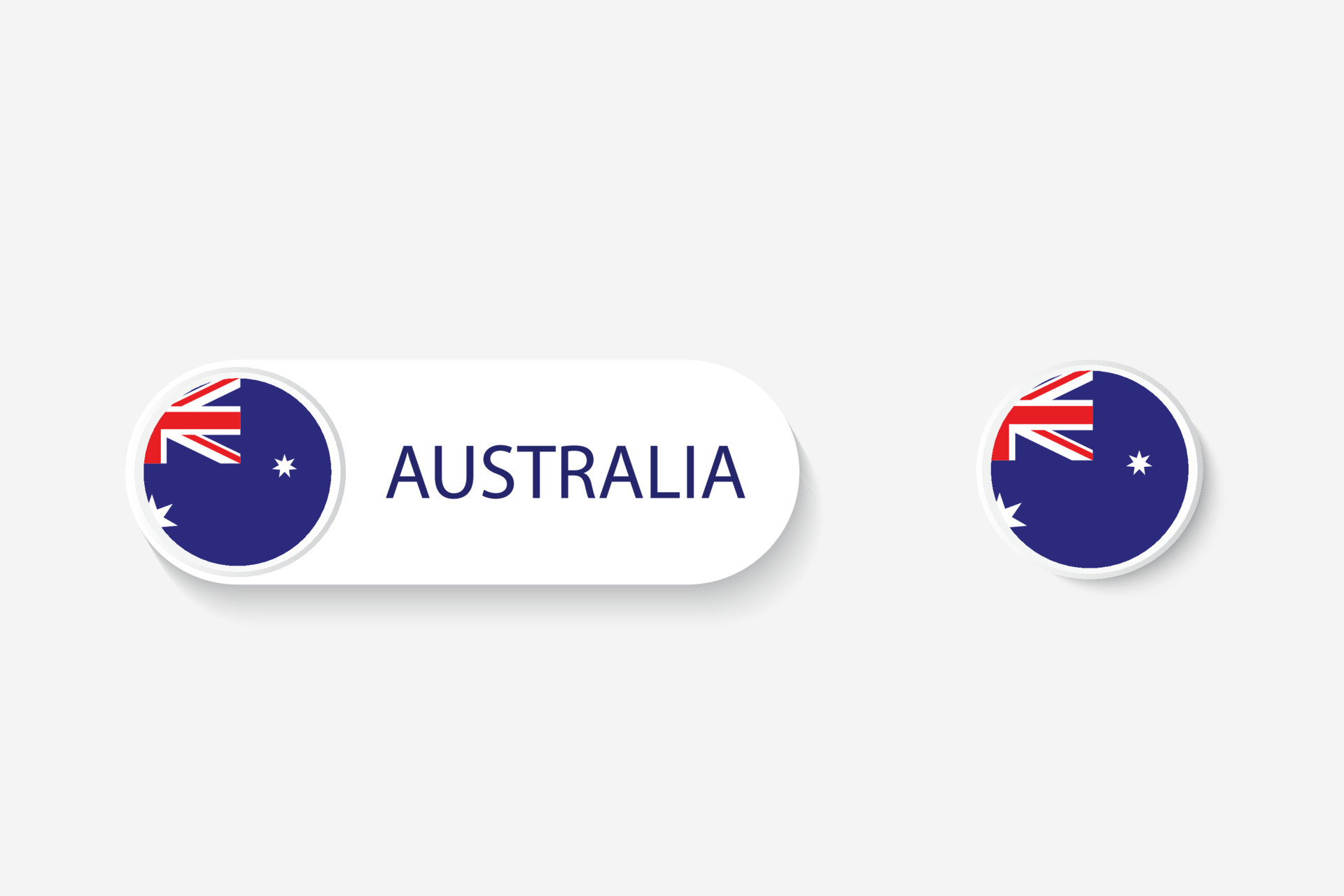 Australia button flag in illustration of oval shaped with word of