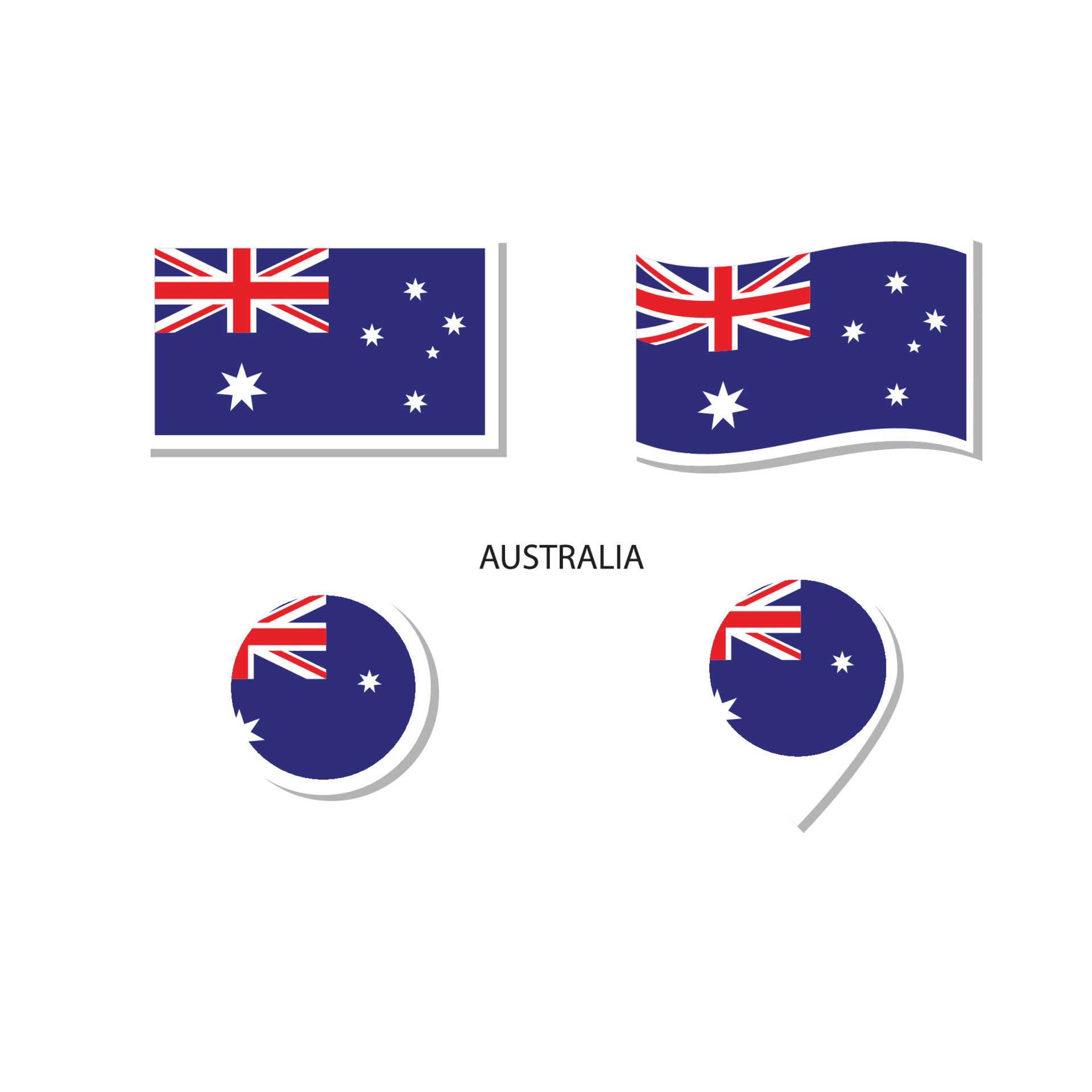 conjunto de iconos del logotipo de la bandera de australia, iconos