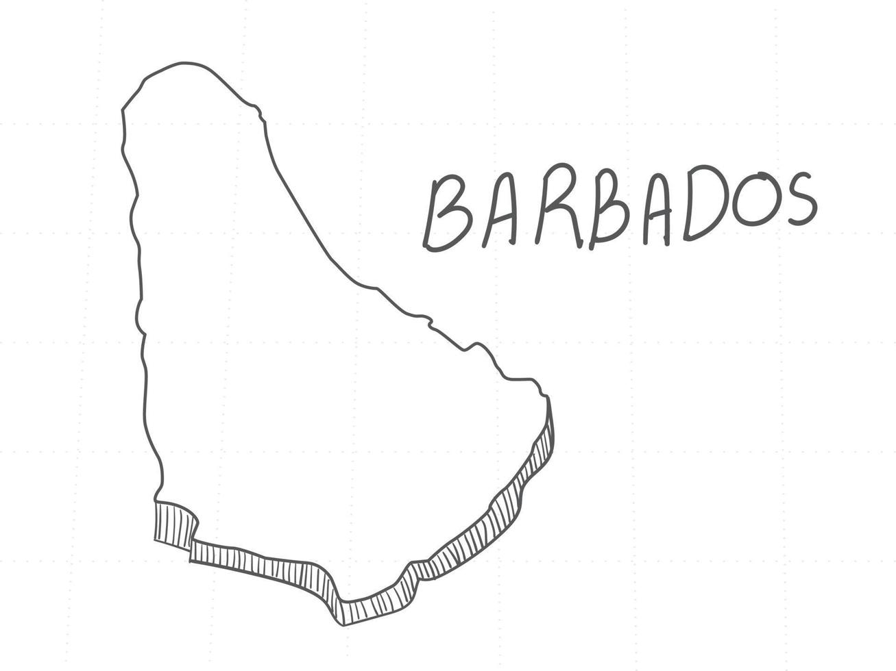 Hand Drawn of Barbados 3D Map on White Background. vector