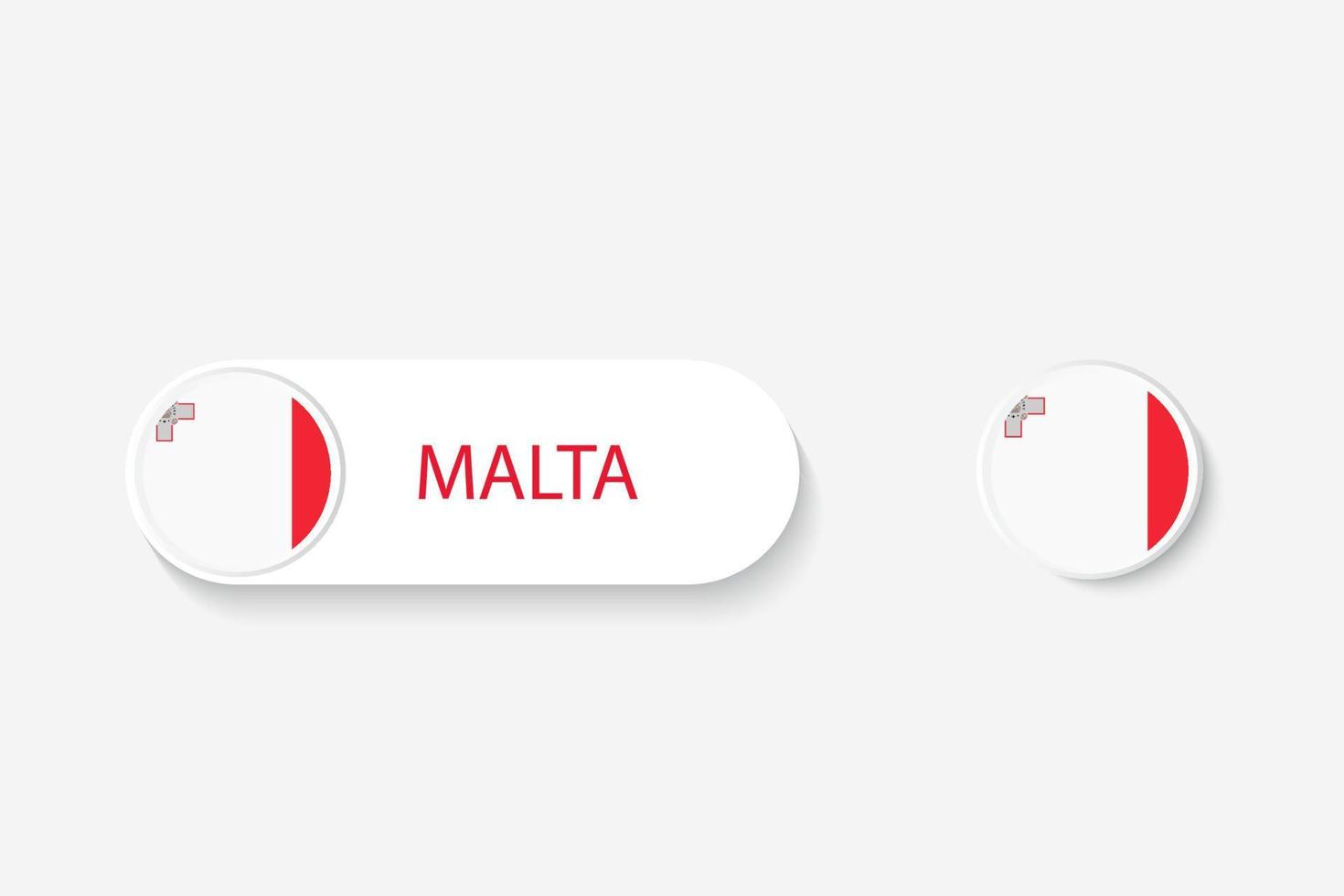 bandera de botón de malta en ilustración de forma ovalada con palabra de malta. y botón bandera malta. vector