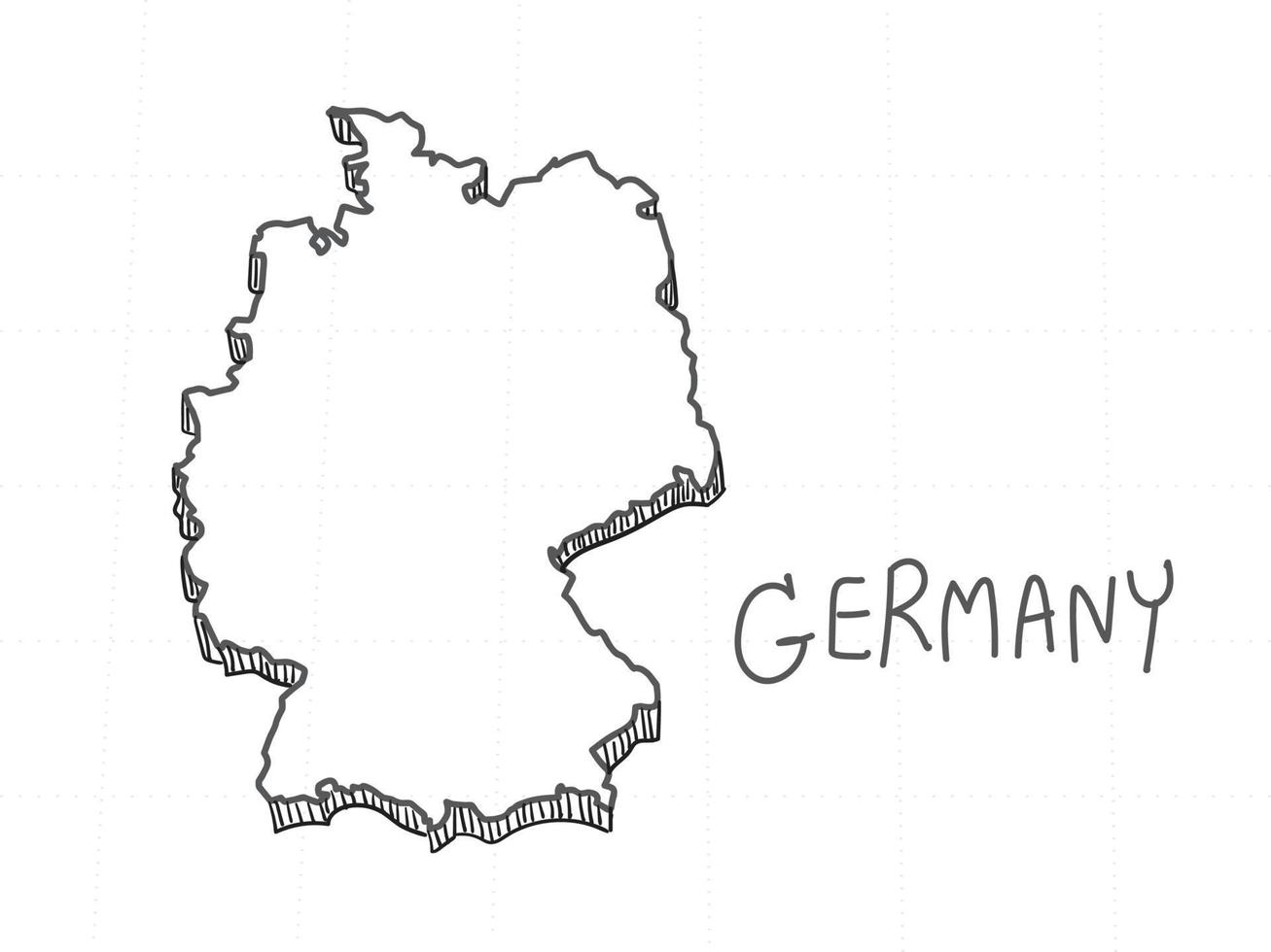 Hand Drawn of Germany 3D Map on White Background. vector