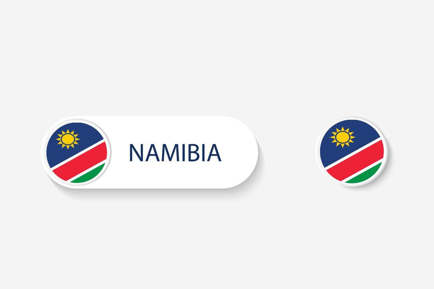 Namibia button flag in illustration of oval shaped with word of Namibia. And button flag Namibia. vector