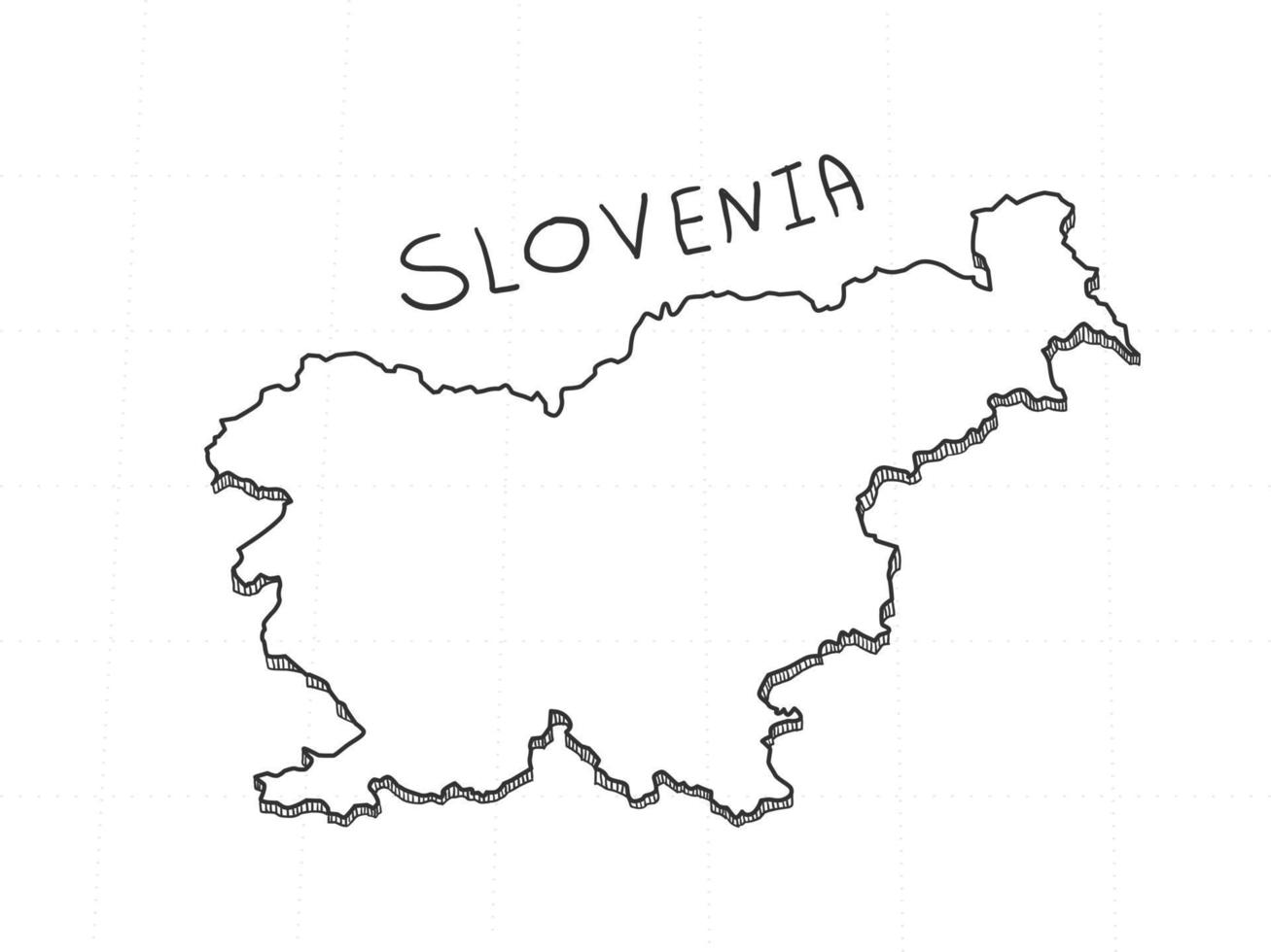 Hand Drawn of Slovenia 3D Map on White Background. vector