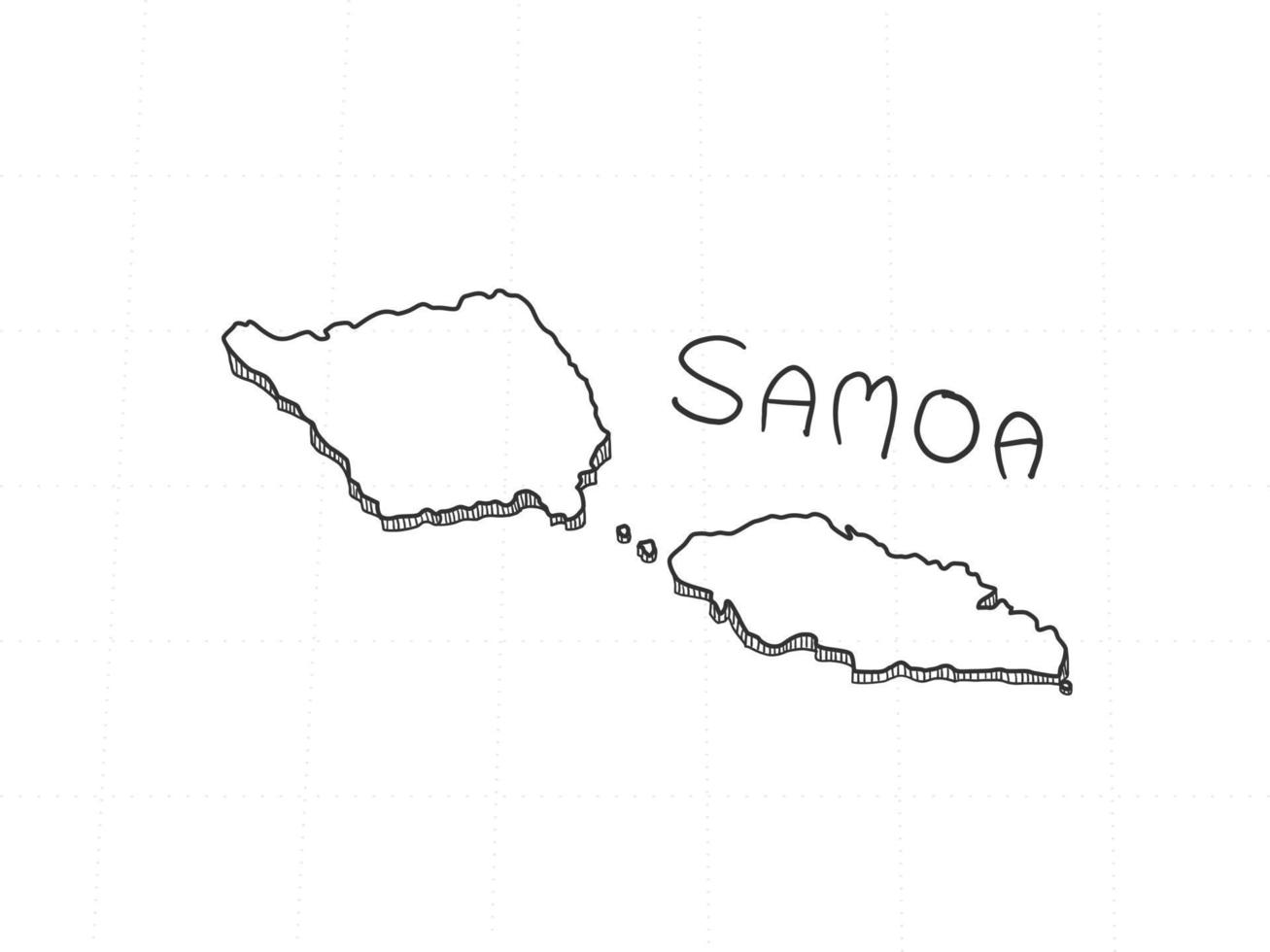 dibujado a mano del mapa 3d de samoa sobre fondo blanco. vector