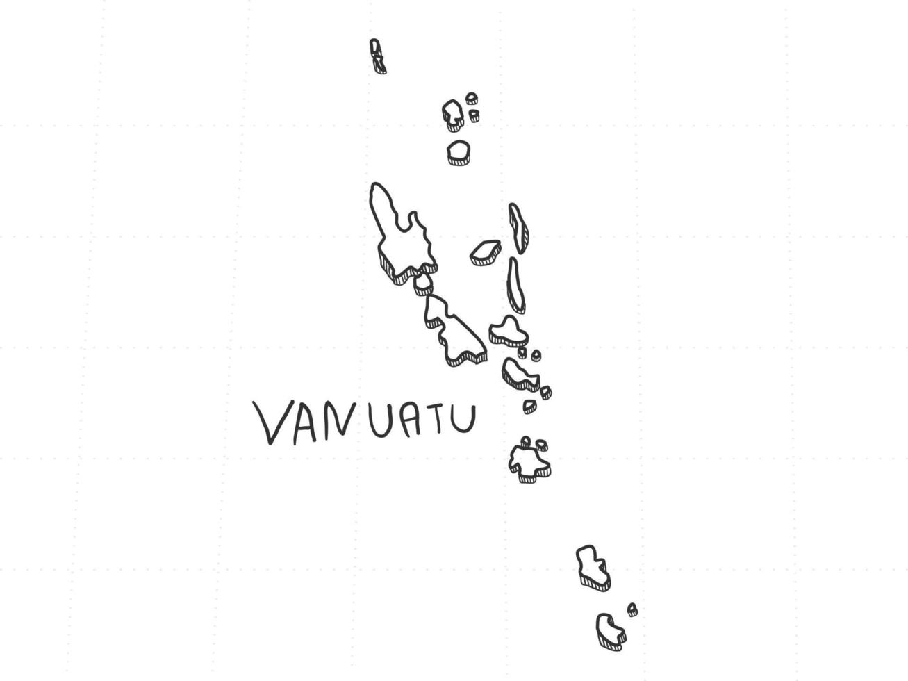 Hand Drawn of Vanuatu 3D Map on White Background. vector