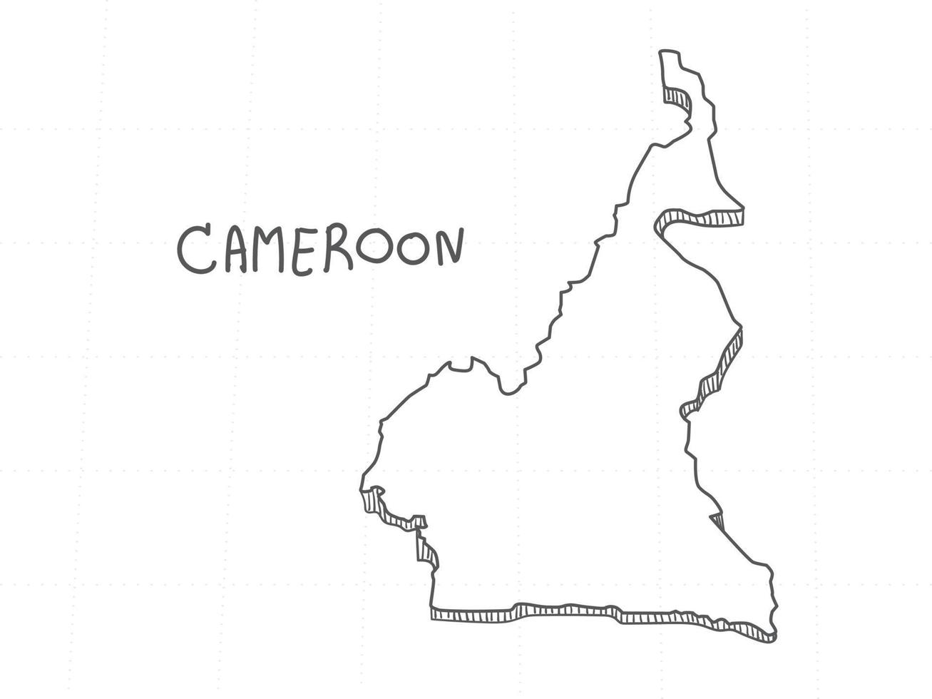 Hand Drawn of Cameroon 3D Map on White Background. vector