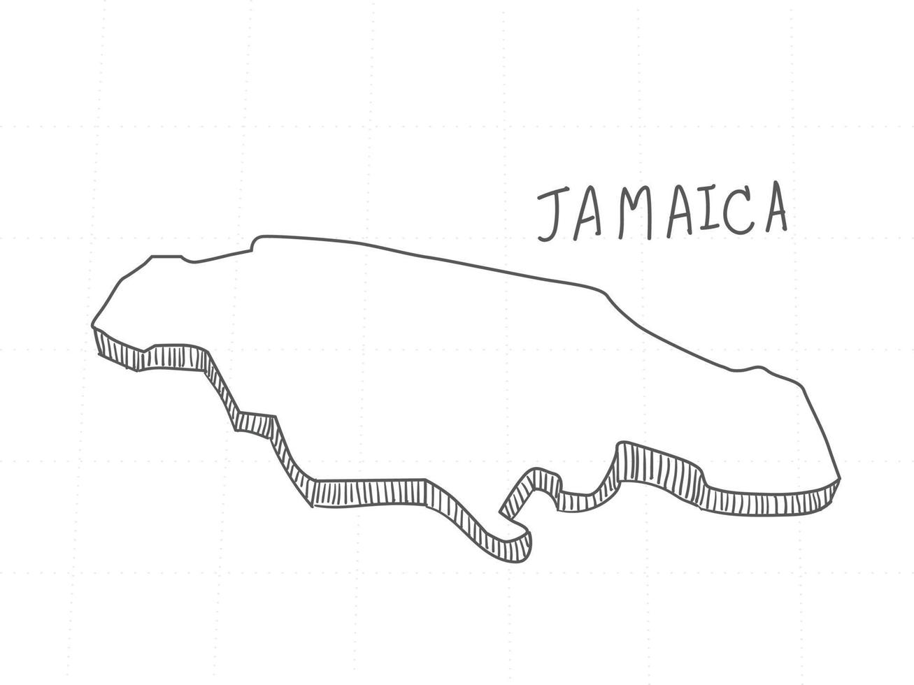 dibujado a mano del mapa 3d de jamaica sobre fondo blanco. vector