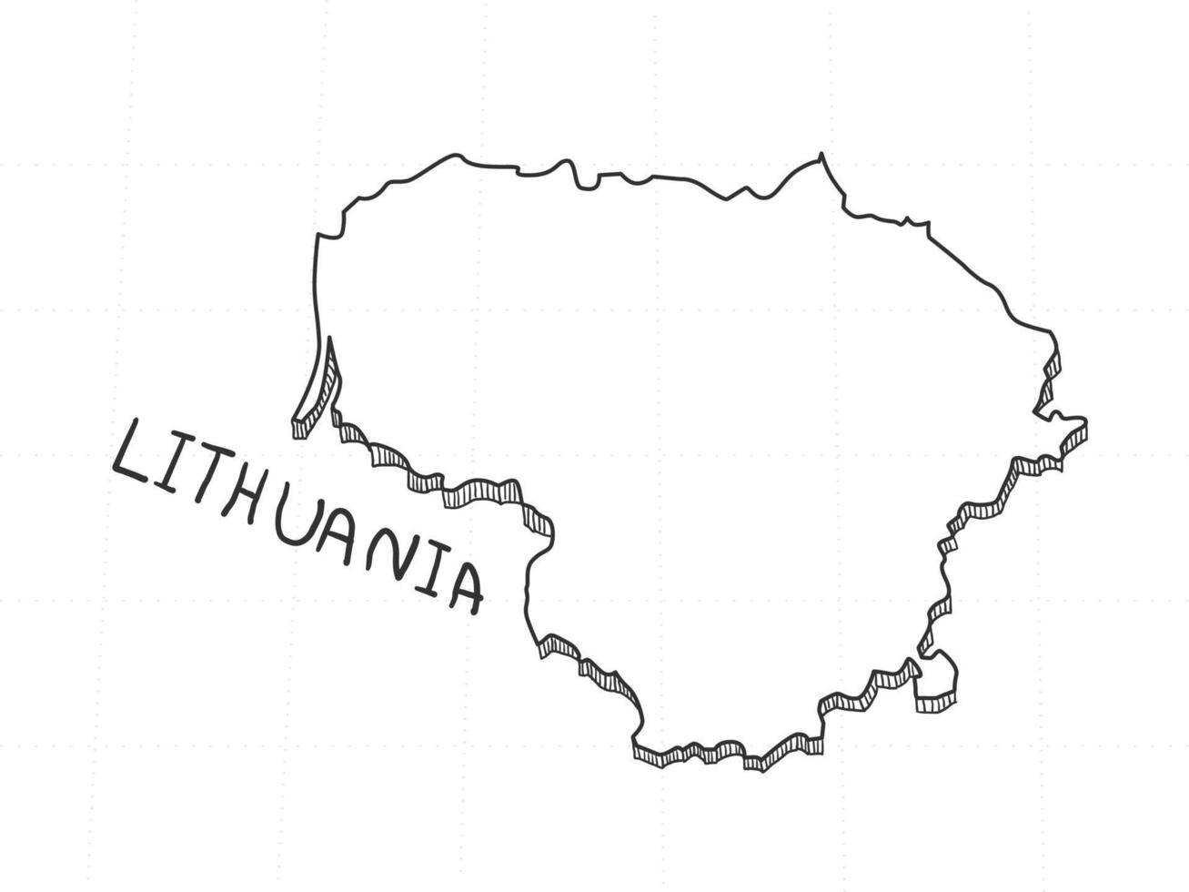 dibujado a mano del mapa 3d de lituania sobre fondo blanco. vector