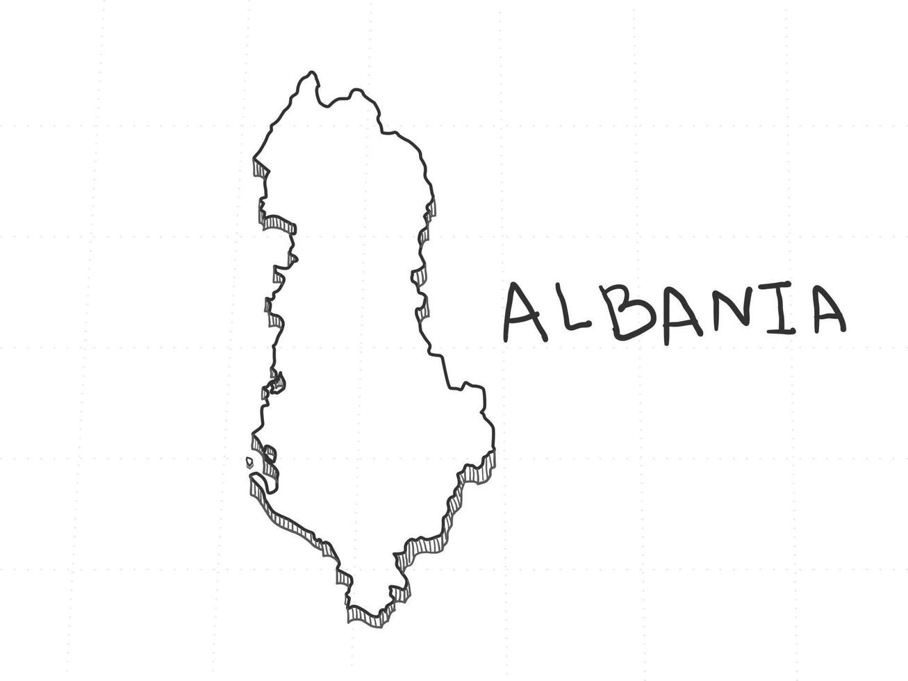 dibujado a mano del mapa 3d de albania sobre fondo blanco. vector