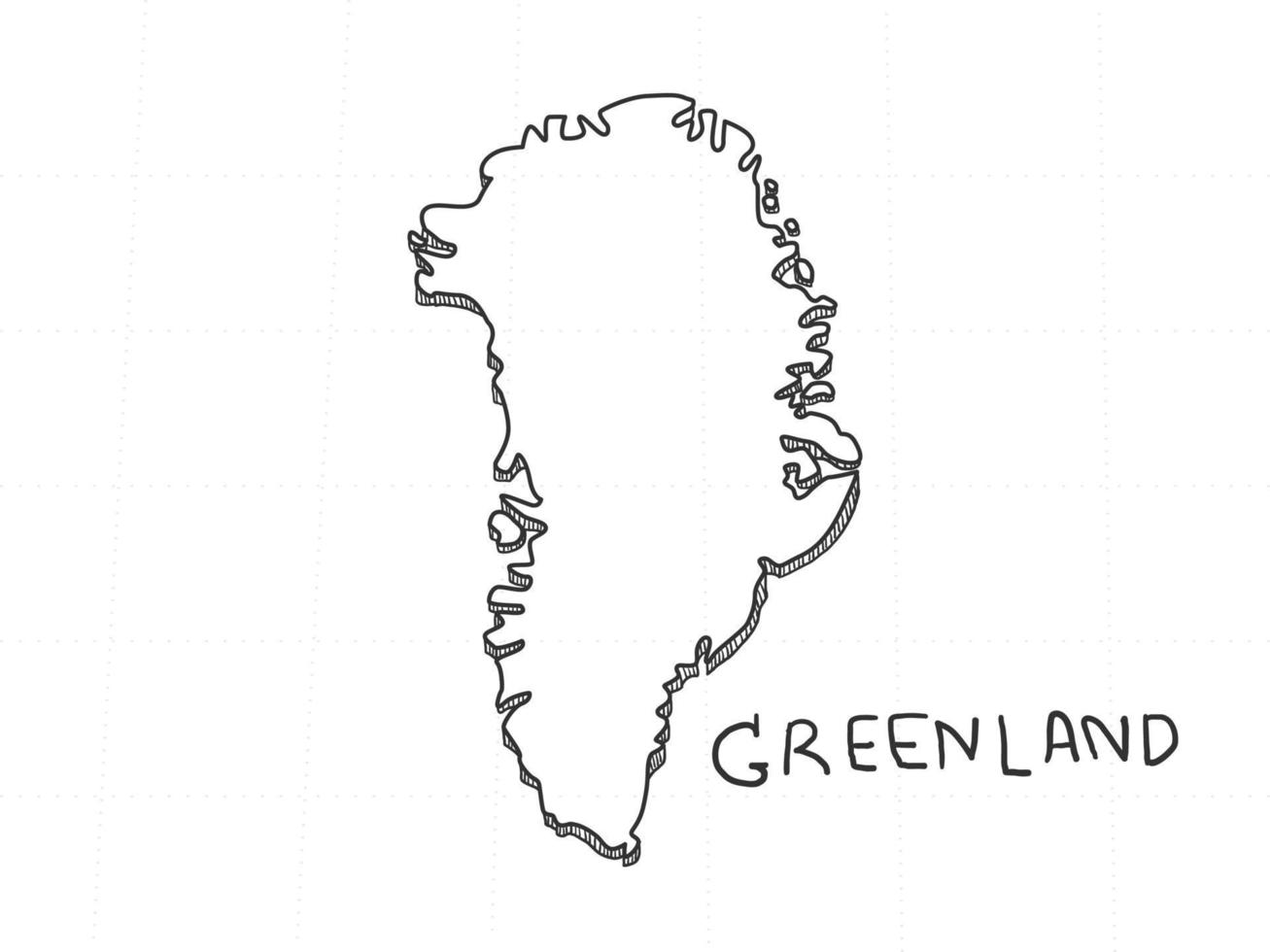 dibujado a mano del mapa 3d de Groenlandia sobre fondo blanco. vector