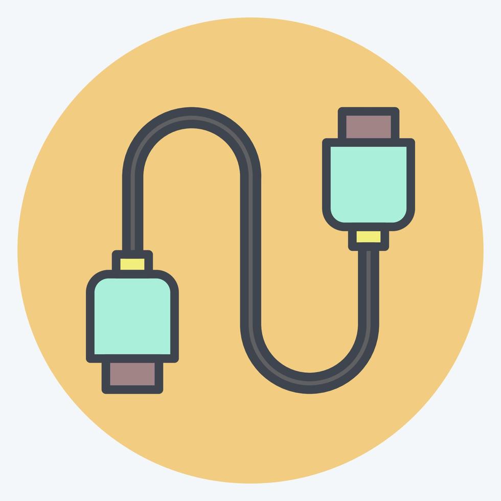 cables de icono adecuado para el símbolo de los componentes de la computadora. estilo compañero de color. diseño simple editable. vector de plantilla de diseño. ilustración sencilla