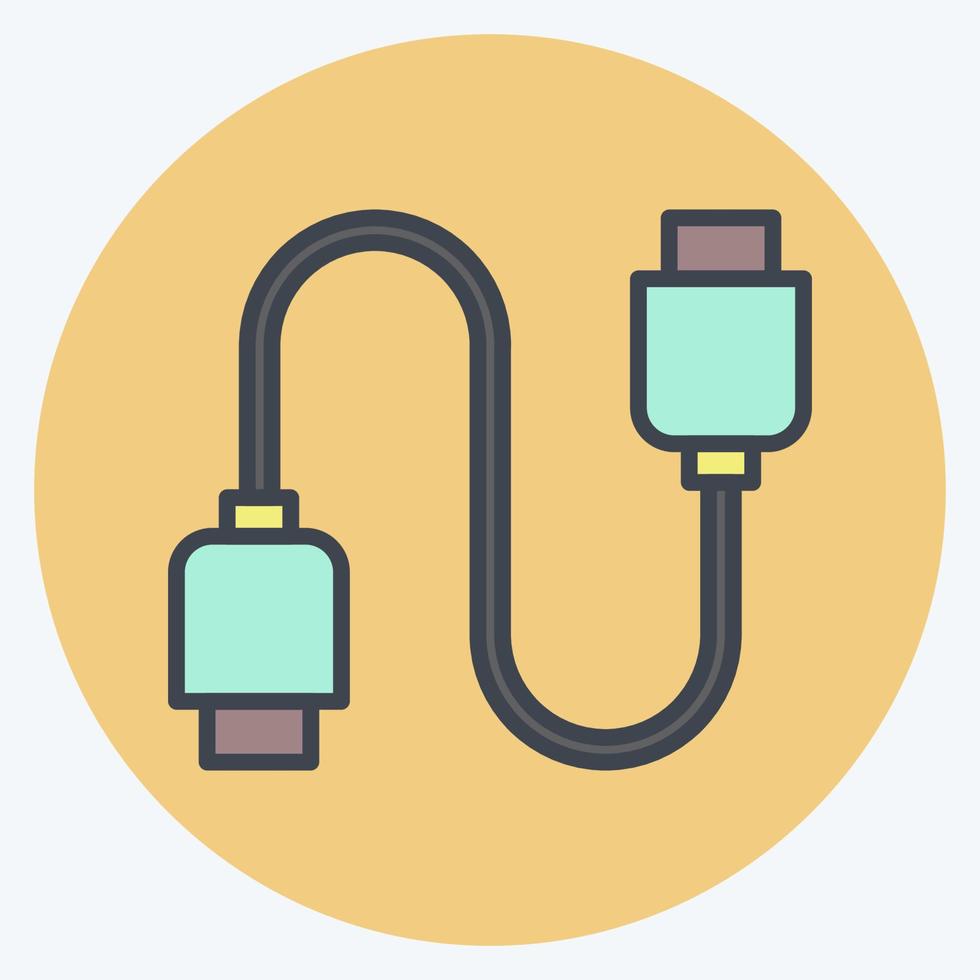 Icon Cable. suitable for Computer Components symbol. color mate style. simple design editable. design template vector. simple illustration vector